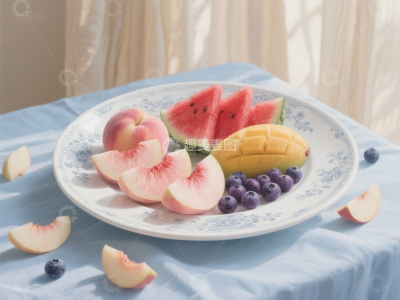 高清大图下载【趣麦麦图】新鲜水果拼盘，色彩缤纷