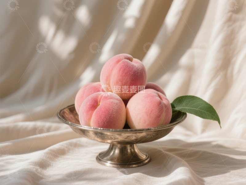 高清大图下载【趣麦麦图】盘中新鲜桃子静物摄影