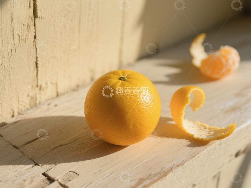 高清大图下载【趣麦麦图】阳光下的橙子与果皮