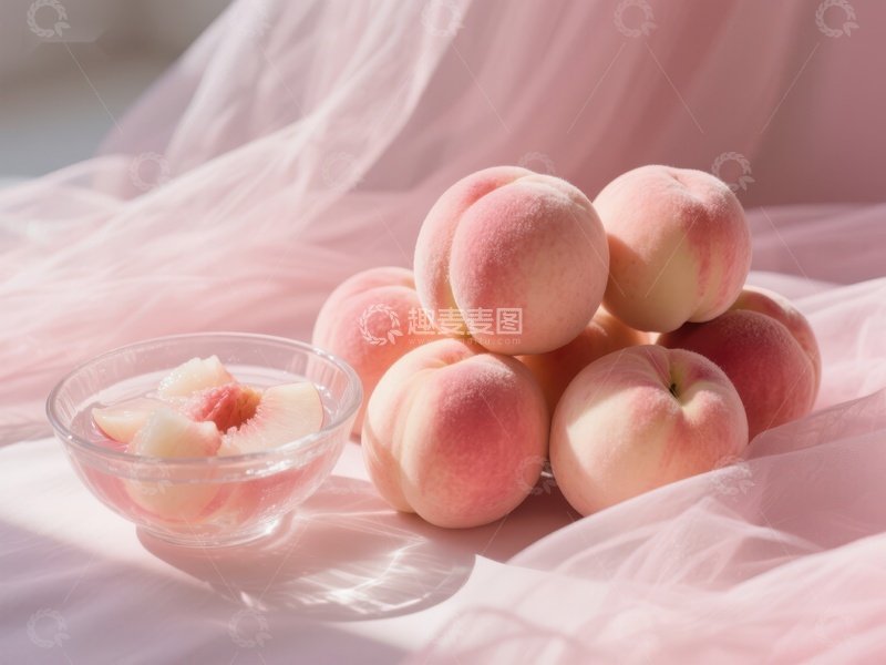 高清大图下载【趣麦麦图】新鲜桃子与切片展示
