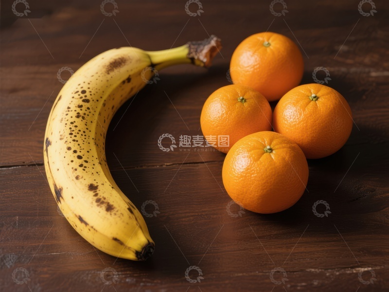 高清大图下载【趣麦麦图】香蕉与橙子静物组合