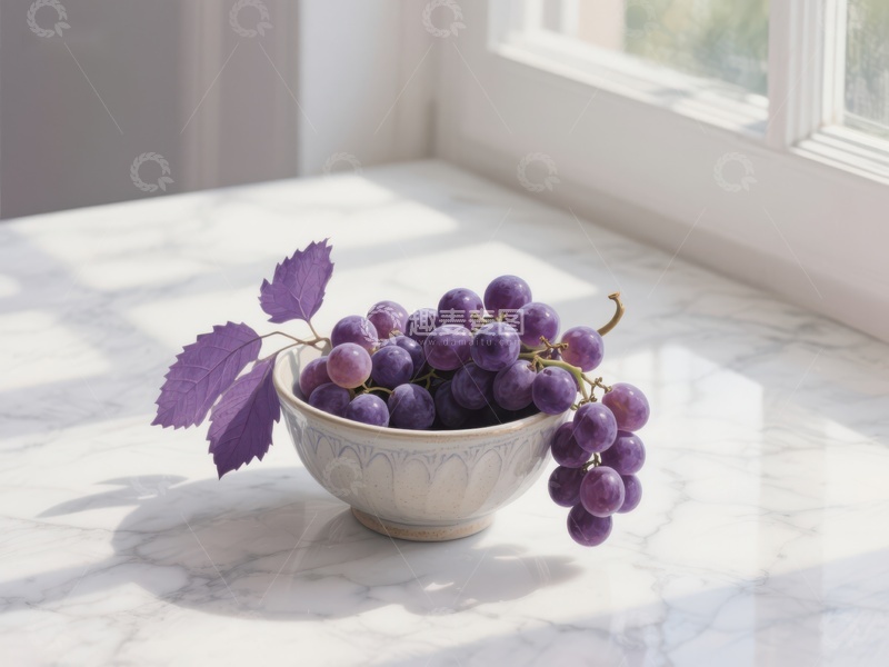 高清大图下载【趣麦麦图】阳光下的葡萄与绿叶