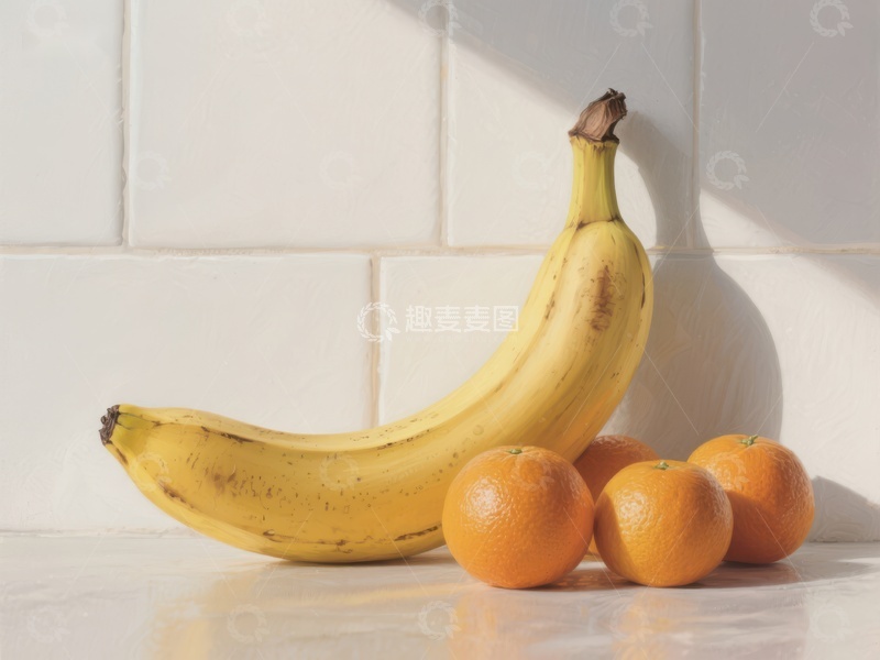高清大图下载【趣麦麦图】香蕉与橙子的静物组合