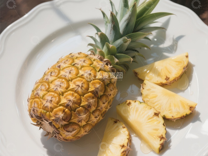 高清大图下载【趣麦麦图】新鲜菠萝与切片展示
