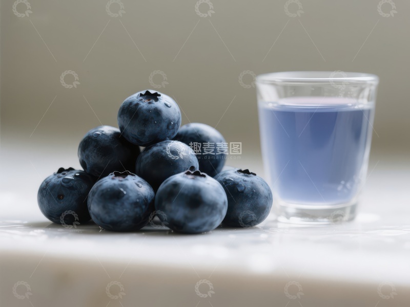 高清大图下载【趣麦麦图】蓝莓与蓝莓汁的清新组合