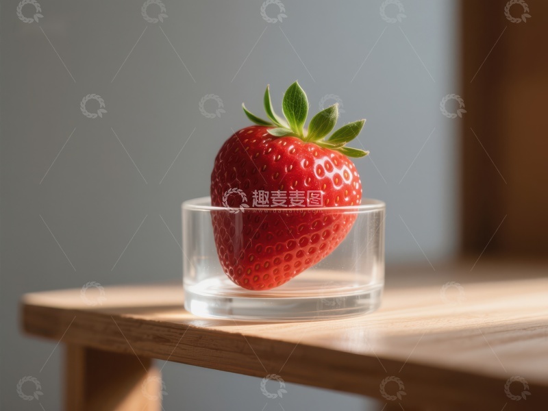 高清大图下载【趣麦麦图】透明杯中的新鲜草莓