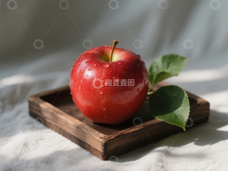 高清大图下载【趣麦麦图】红苹果置于木质托盘上
