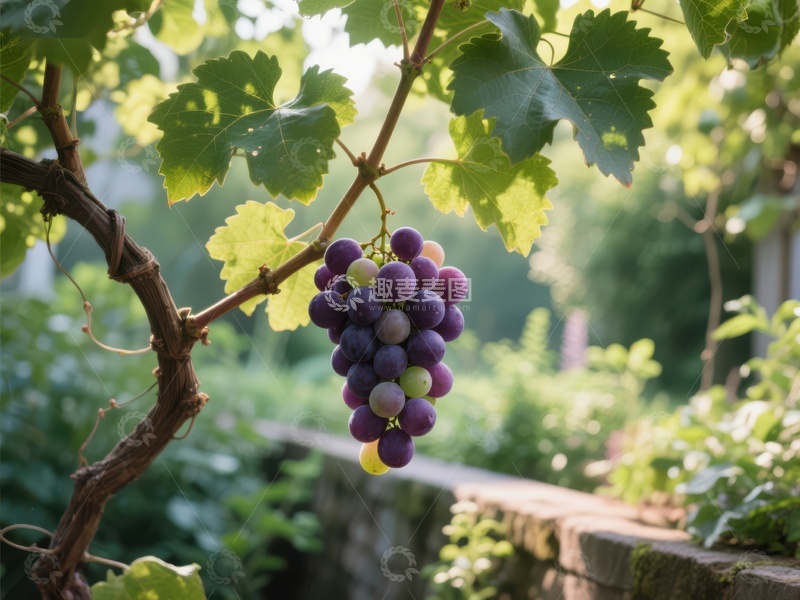高清大图下载【趣麦麦图】葡萄藤上的紫色果实
