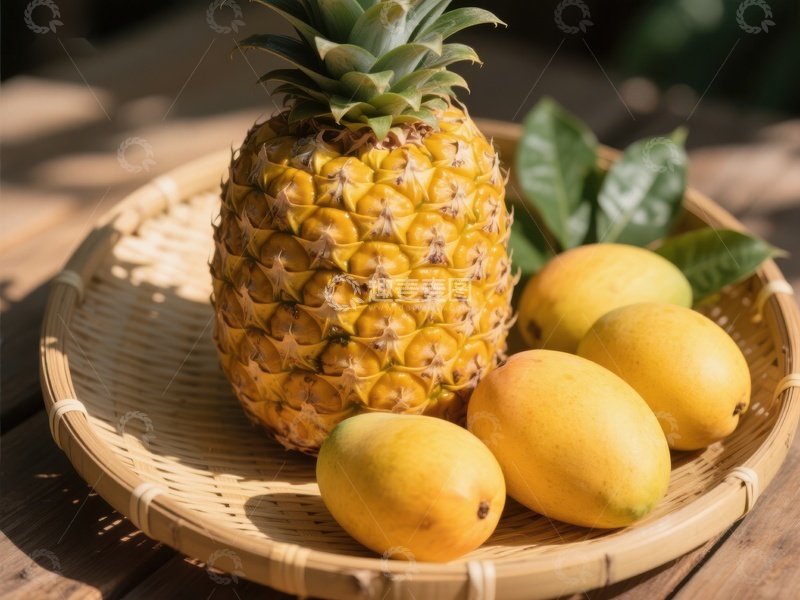高清大图下载【趣麦麦图】菠萝与芒果的自然组合