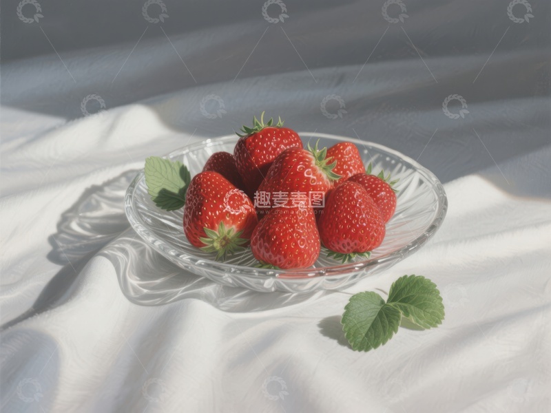 高清大图下载【趣麦麦图】玻璃碗中的新鲜草莓