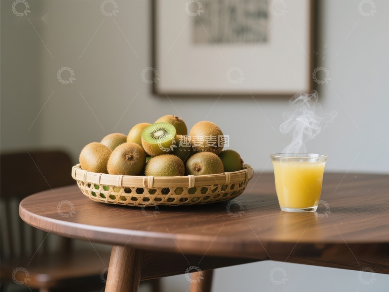 高清大图下载【趣麦麦图】猕猴桃与热饮的温馨桌面
