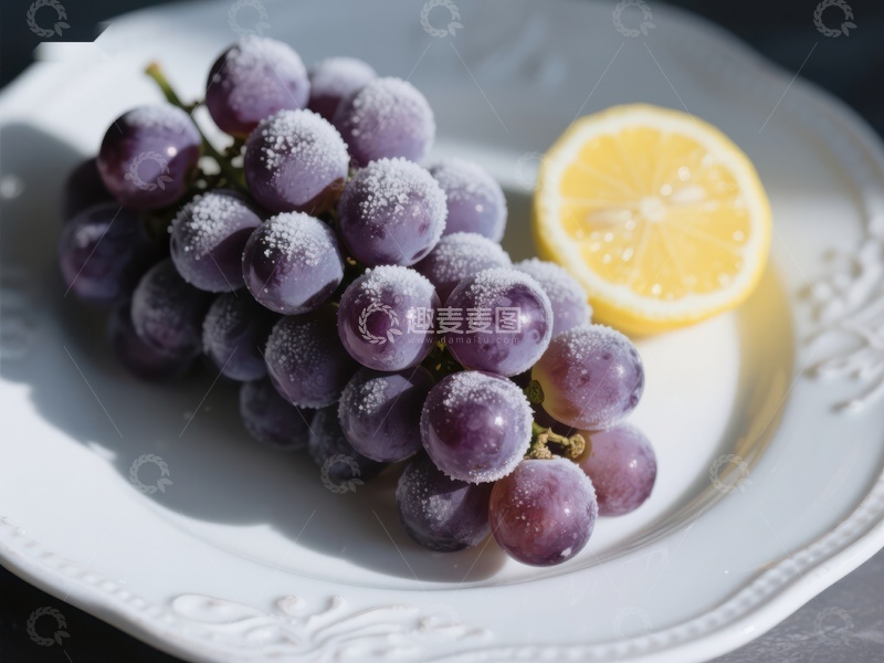 高清大图下载【趣麦麦图】糖霜葡萄与柠檬片