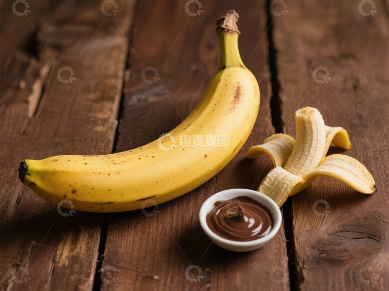 高清大图下载【趣麦麦图】香蕉与巧克力酱的美味组合