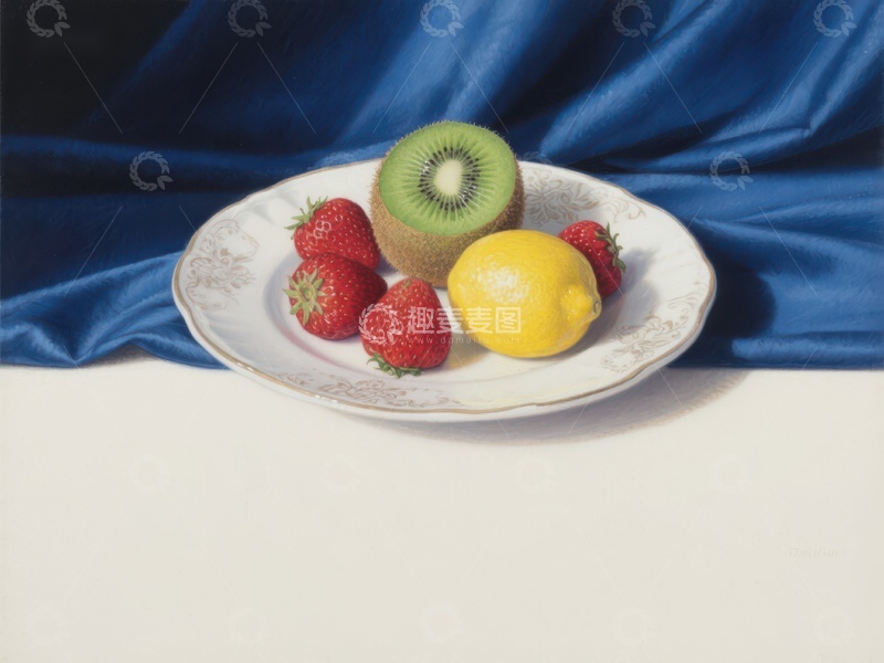 高清大图下载【趣麦麦图】水果静物：猕猴桃、柠檬与草莓