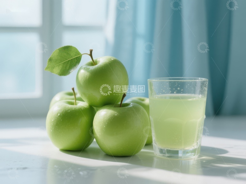 高清大图下载【趣麦麦图】青苹果与苹果汁的清新组合