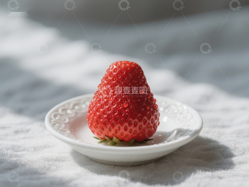 高清大图下载【趣麦麦图】新鲜草莓置于白色碟中