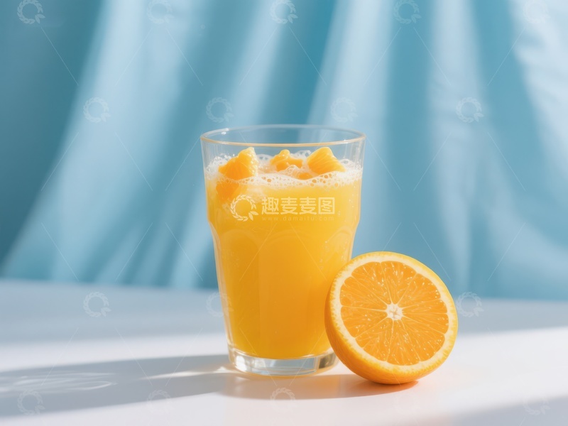 高清大图下载【趣麦麦图】新鲜橙汁与半切橙子