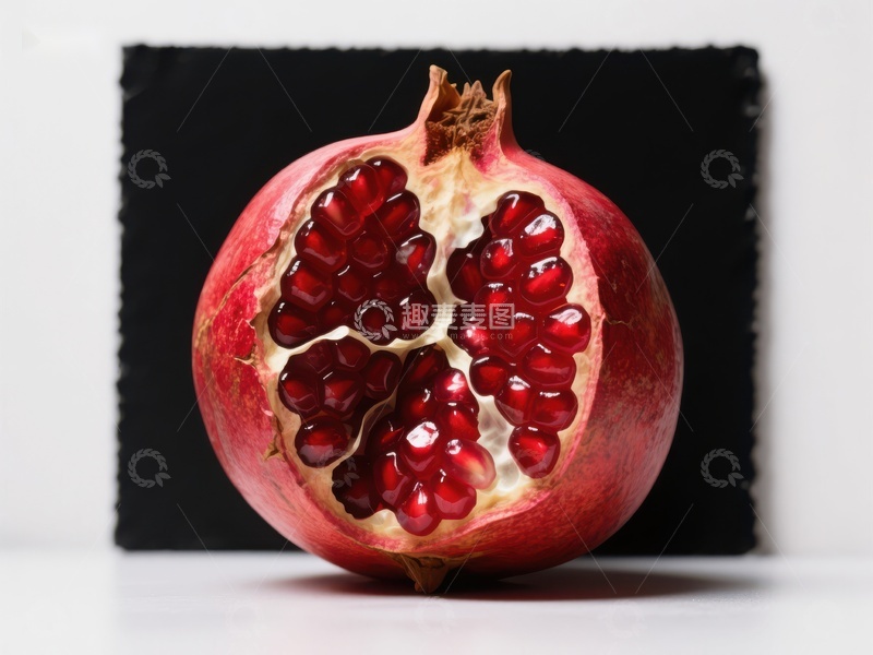 高清大图下载【趣麦麦图】切开的石榴展示鲜艳籽粒