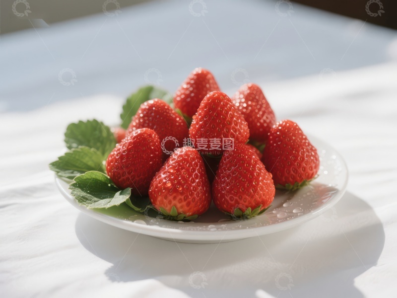 高清大图下载【趣麦麦图】新鲜草莓盘中摆放