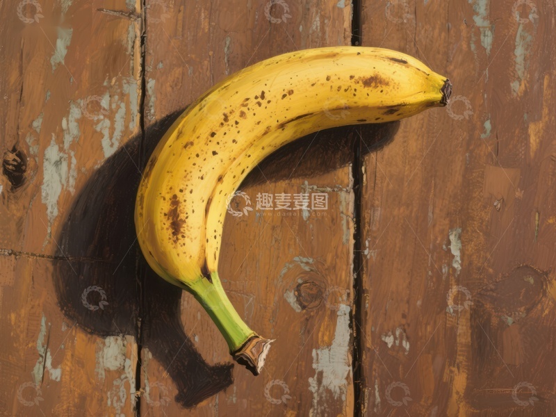高清大图下载【趣麦麦图】熟透香蕉置于旧木板上