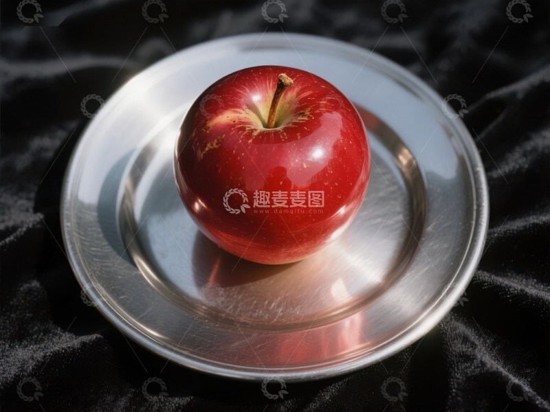 高清大图下载【趣麦麦图】红苹果置于银盘之上