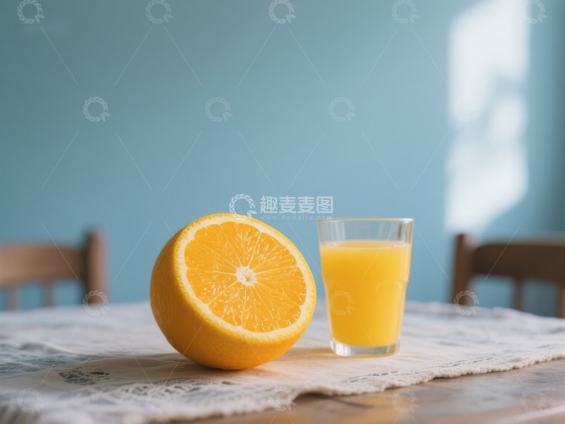 高清大图下载【趣麦麦图】新鲜橙子与一杯橙汁
