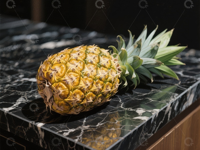 高清大图下载【趣麦麦图】菠萝置于大理石台面