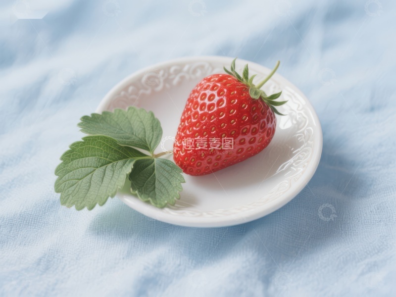 高清大图下载【趣麦麦图】新鲜草莓置于白色碟中