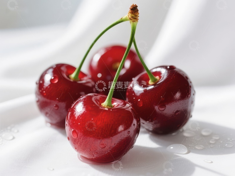 高清大图下载【趣麦麦图】新鲜樱桃上的水珠特写