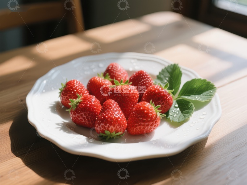 高清大图下载【趣麦麦图】新鲜草莓盘中摆放