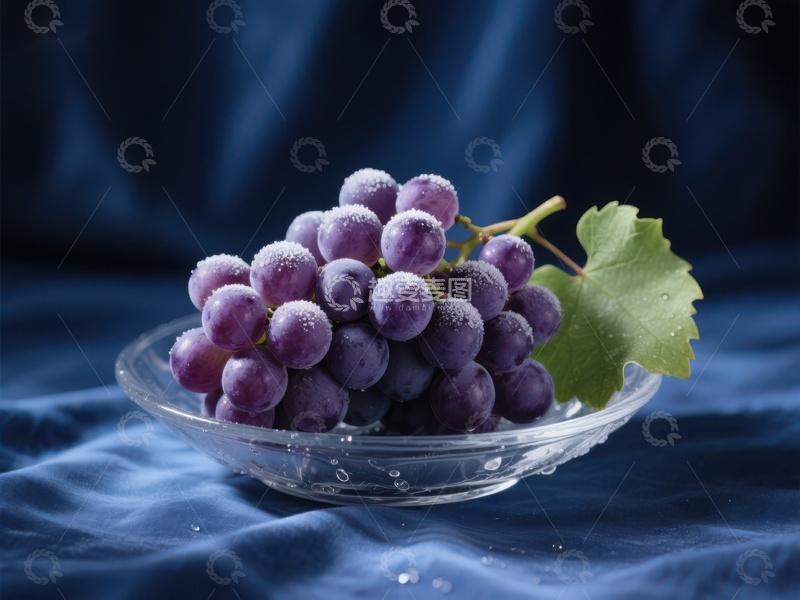 高清大图下载【趣麦麦图】紫葡萄静置透明碗中