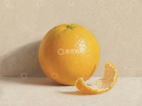 新鲜橙子与剥落果皮