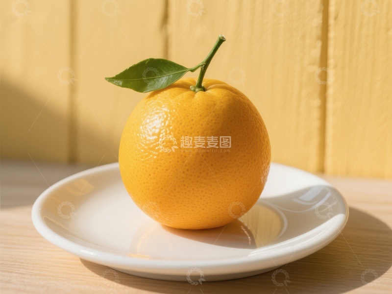 高清大图下载【趣麦麦图】新鲜橙子置于白色盘中