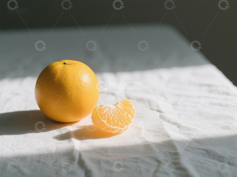 高清大图下载【趣麦麦图】阳光下的橙子与果瓣