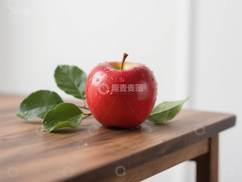 高清大图下载【趣麦麦图】红苹果置于木质桌面