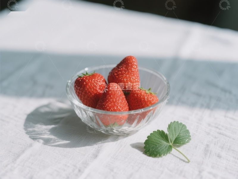 高清大图下载【趣麦麦图】玻璃碗中的新鲜草莓