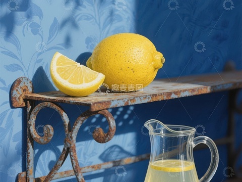 柠檬与柠檬水静物图
