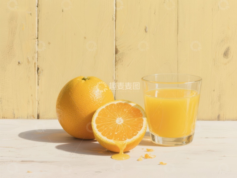 高清大图下载【趣麦麦图】新鲜橙子与一杯橙汁