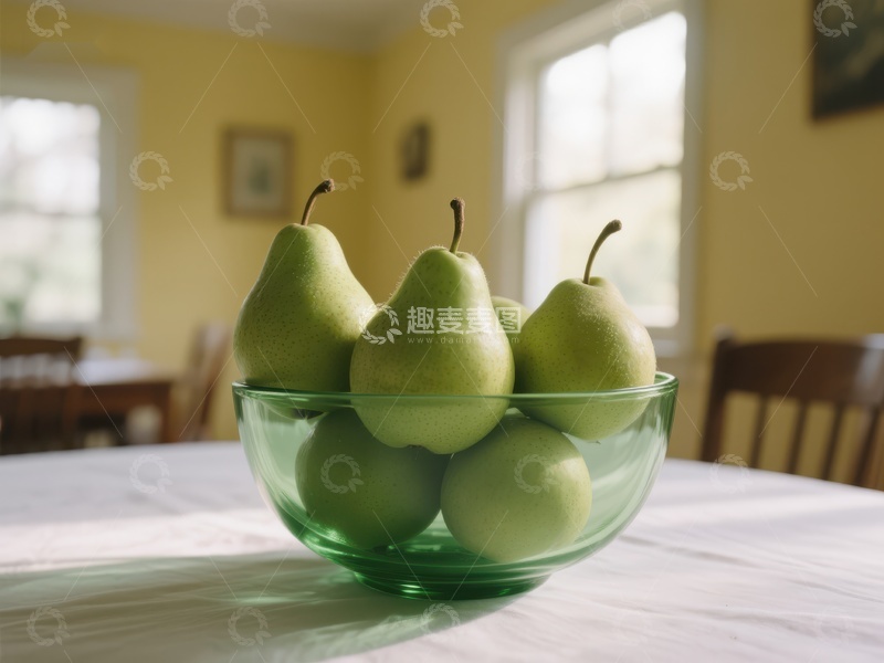 高清大图下载【趣麦麦图】绿碗中的青梨静物
