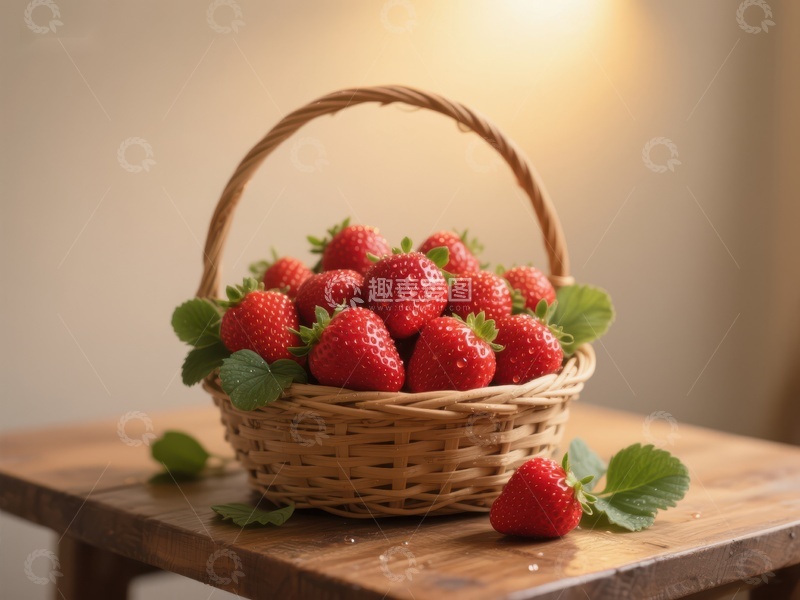 高清大图下载【趣麦麦图】篮子里的鲜红草莓