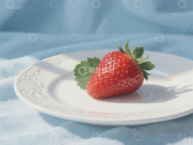 高清大图下载【趣麦麦图】新鲜草莓置于白色盘中