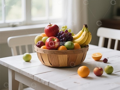 木篮盛满新鲜水果