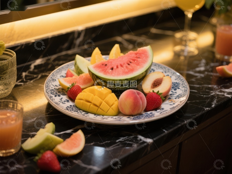 高清大图下载【趣麦麦图】精致水果拼盘，点缀奢华餐桌