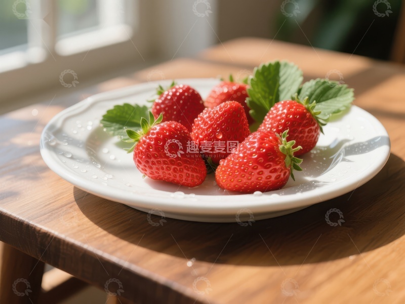 高清大图下载【趣麦麦图】新鲜草莓盘中摆放
