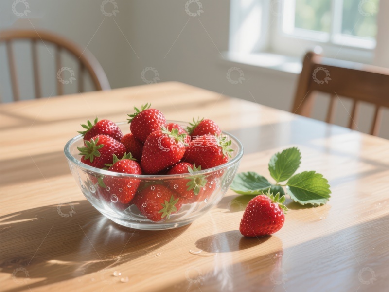 高清大图下载【趣麦麦图】阳光下的草莓碗