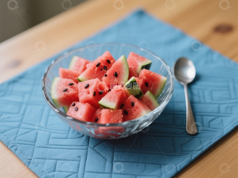 高清大图下载【趣麦麦图】玻璃碗中的西瓜块