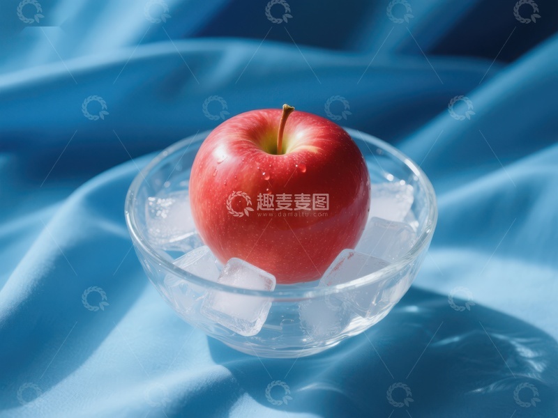 高清大图下载【趣麦麦图】冰碗中的红苹果