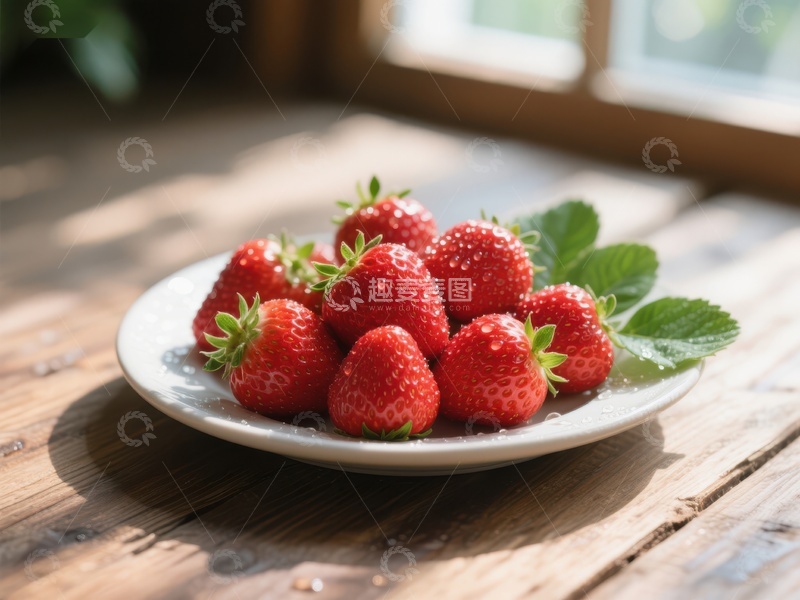 高清大图下载【趣麦麦图】阳光下的新鲜草莓