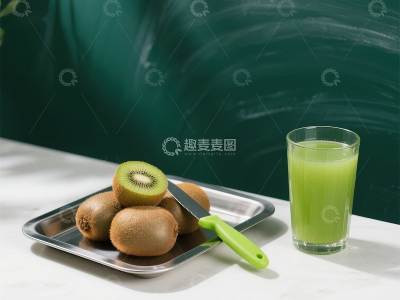 高清大图下载【趣麦麦图】猕猴桃与绿色果汁的清新组合