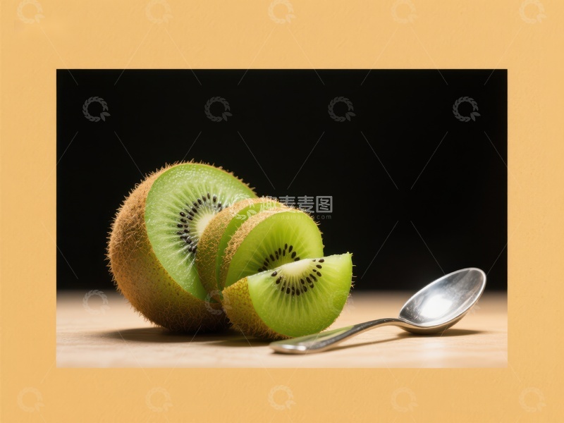 高清大图下载【趣麦麦图】切片猕猴桃与银勺静物图